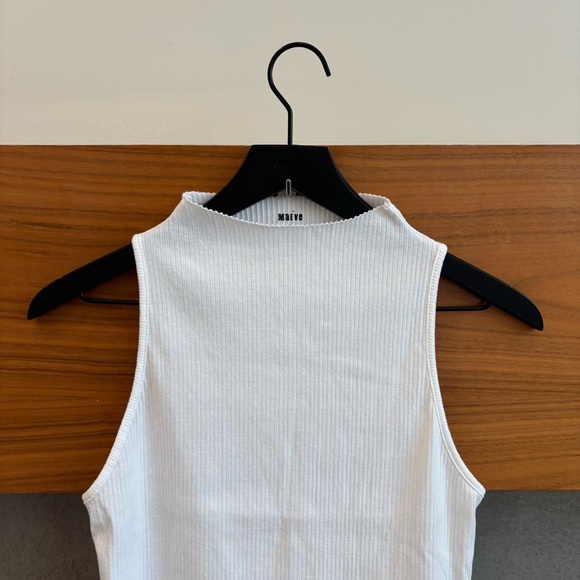 Maeve White Ribbed Top, Size M - Picture 2 of 6